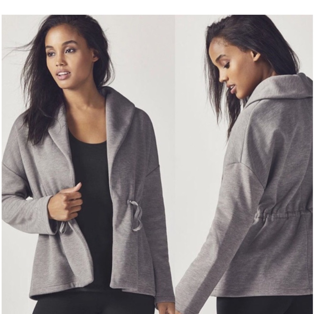 Fabletics Gray Cowl Neck Women's Fleece Cardigan